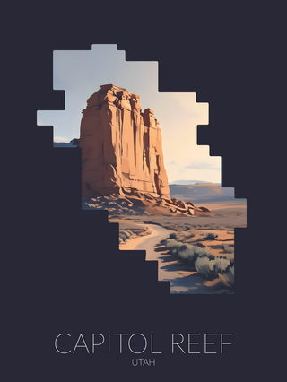Capitol Reef National Park silhouette artwork illustration
