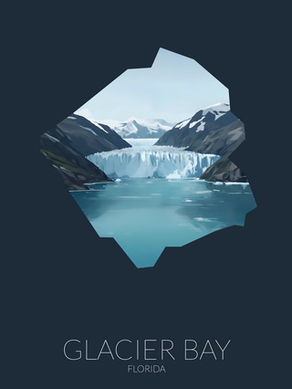 Glacier Bay National Park silhouette artwork illustration