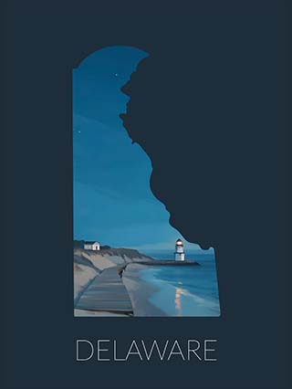 Delaware state silhouette artwork illustration