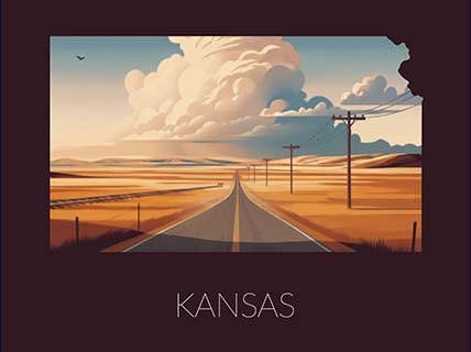 Kansas state silhouette artwork illustration