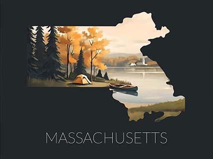 Massachusetts state silhouette artwork illustration