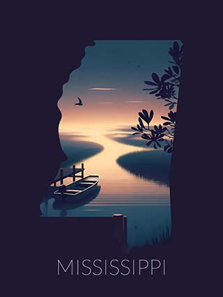 Mississippi state silhouette artwork illustration