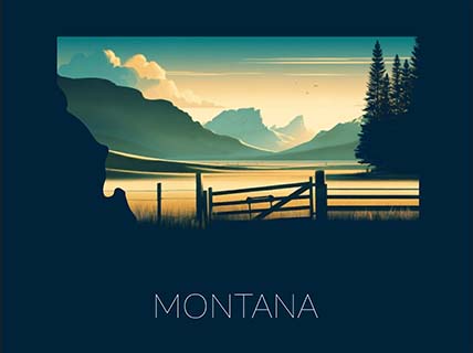 Montana state silhouette artwork illustration