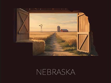 Nebraska state silhouette artwork illustration