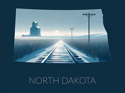 North Dakota state silhouette artwork illustration