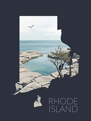 Rhode Island state silhouette artwork illustration