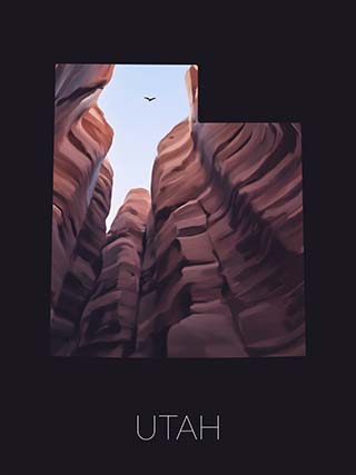 Utah state silhouette artwork illustration