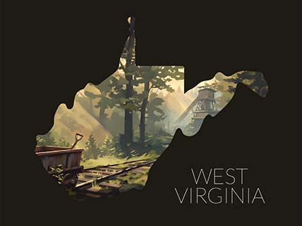 West Virginia state silhouette artwork illustration